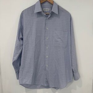 YSL Vintage Yves Saint Laurent Shirt Blue Checked Mens 15.5 32-33